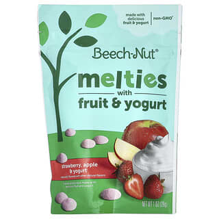 Beech-Nut, Melties с фруктами и йогуртом, для детей от 8 месяцев, клубника, яблоко и йогурт, 28 г (1 унция)