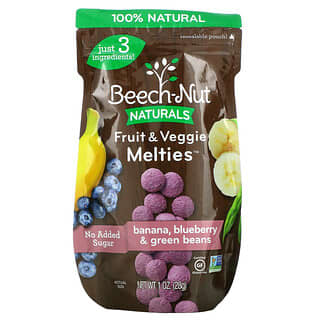 Beech-Nut, Naturals, Meltés de frutas y vegetales, Más de 8 meses, Plátano, arándano azul y frijoles verdes, 28 g (1 oz)