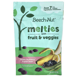 Beech-Nut, Melties con frutas y vegetales, 8 meses en adelante, Plátano, arándano azul y judías verdes, 28 g (1 oz)