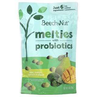 Beech-Nut, Naturals, Melties con probióticos, 8 meses en adelante, Pera, mango, espinaca y yogur, 28 g (1 oz)