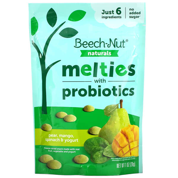 Beech-Nut, Naturals，益生菌混合物，8 個月以上，梨、芒果、菠菜、優酪乳，1 盎司（28 克）