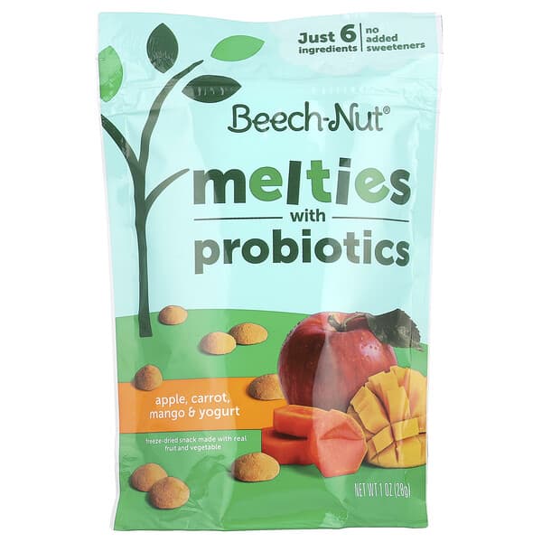 Beech-Nut, 멜티티, 프로바이오틱스 함유, 8개월 이상, 사과, 당근, 망고 및 요거트, 28g(1oz)