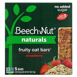 Beech-Nut, Naturals, Barritas de avena con sabor a fruta, 12 meses en adelante, Fresa, 5 barritas, 22 g (0,78 oz) cada una