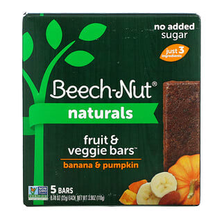 Beech-Nut, Naturals, Fruit & Veggie Bars, 12+ Months, Banana & Pumpkin, 5 Bars, 0.78 oz (22 g) Each