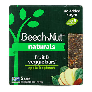 Beech-Nut, Naturals, Fruit & Veggie Bars, 12+ Months, Apple & Spinach, 5 Bars, 0.78 oz (22 g) Each