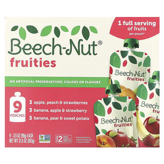Beech-Nut, Fruities Variétés en sachet, 6 mois et plus, 9 sachets, 99 g chacun