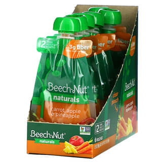 Beech-Nut, Naturals, 6+ Months, Carrot, Apple & Pineapple, 6 Pouches, 3.5 oz (99 g) Each
