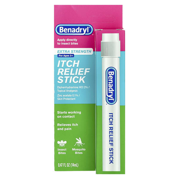 Benadryl, 瘙癢舒緩滾珠，特高效，0.47 液量盎司（14 毫升）