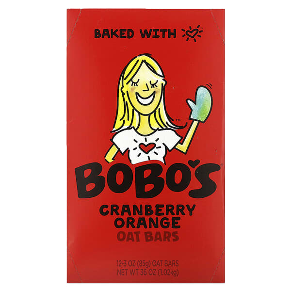 Bobo's Oat Bars, 蔓越橘柳丁燕麥棒，12 根，每根 3 盎司（85 克）