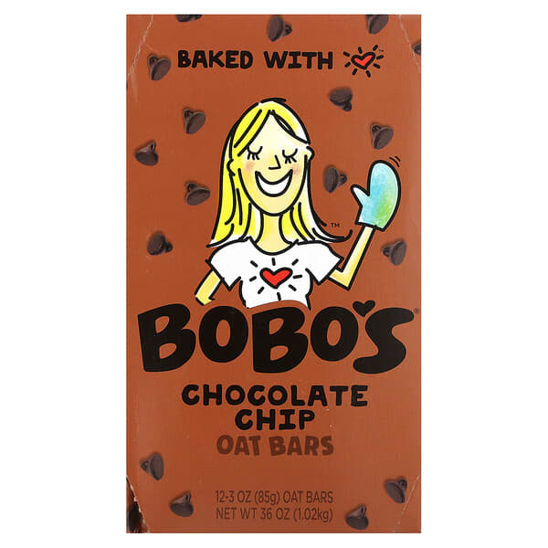 Bobo's Oat Bars, 巧克力碎燕麥棒，12 根，每根 3 盎司（85 克）