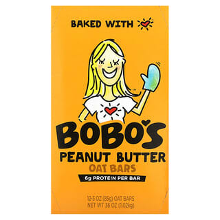 Bobo's Oat Bars, Barras de Manteiga de Amendoim, 12 Barras, 85 g (3 oz) Cada