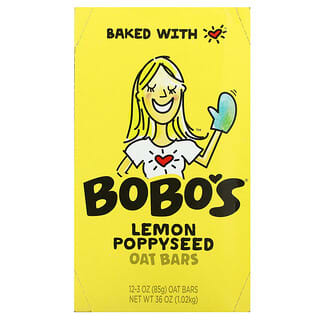 Bobo's Oat Bars, Barritas de avena con semillas de amapola y limón`` 12 barritas, 85 g (3 oz) cada una