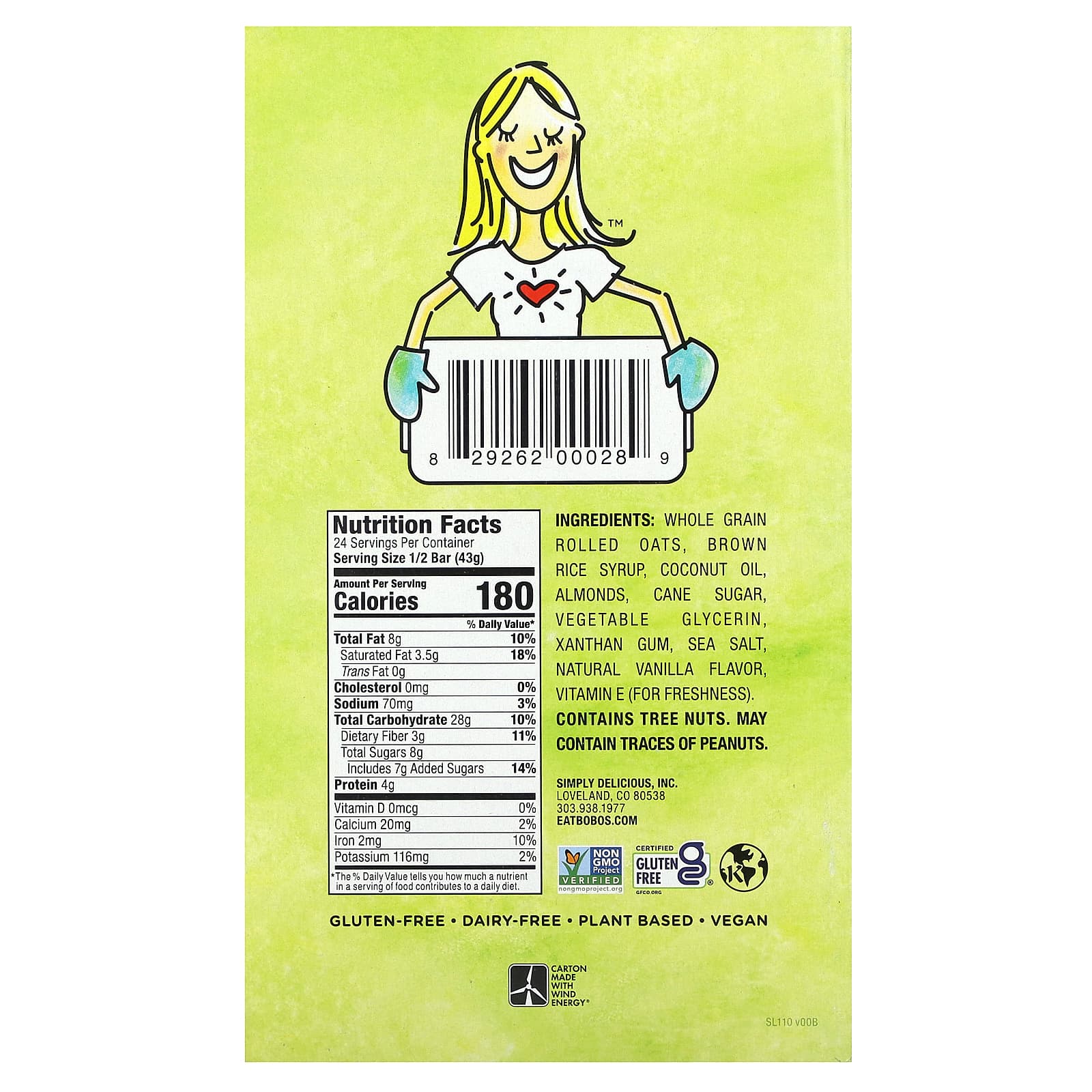 Bobo's Oat Bars, Almond Butter Oat Bars, 12 Bars, 3 oz (85 g) Each