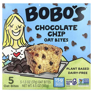 Bobo's Oat Bars, Oat Bites, Chocolate Chip, 5 Bites, 1.3 oz (37 g) Each