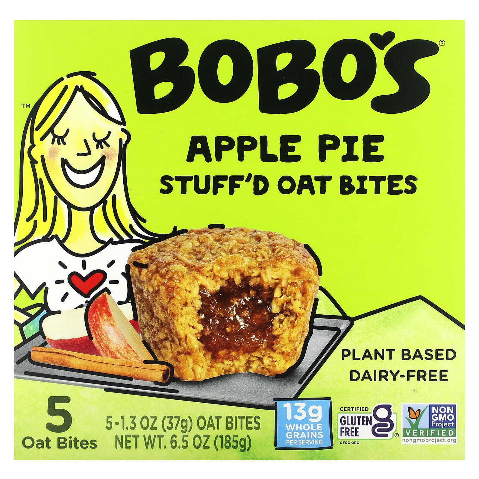 Bobo's Oat Bars, スタッフドオーツバイト、アップルパイ、5個、各37g（1.3オンス）