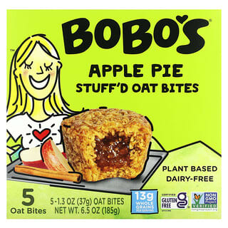 Bobo's Oat Bars, Bocaditos de avena rellenos, Pastel de manzana`` 5 bocados, 37 g (1,3 oz) cada uno