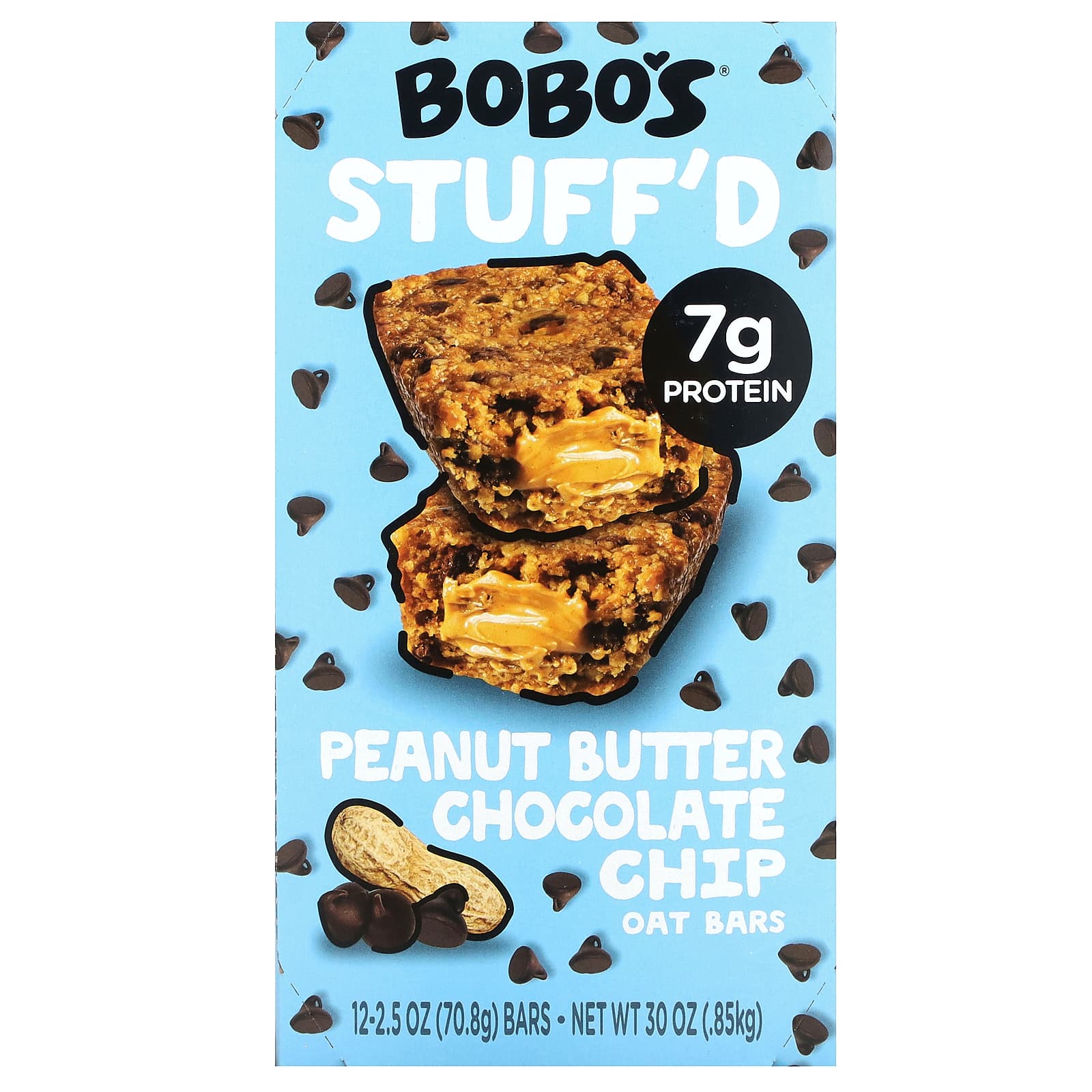Bobo's Oat Bars, Stuff'd Oat Bars, Peanut Butter Chocolate Chip, 12