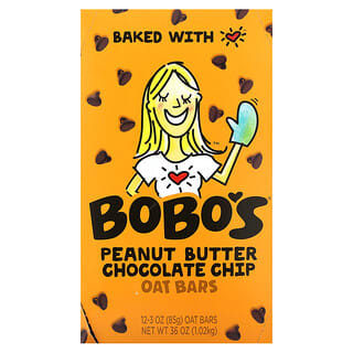 Bobo's Oat Bars, Mantequilla de maní y chips de chocolate, 12 barras, 85 g (3 oz) cada una