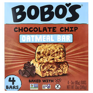 Bobo's Oat Bars, Chocolate Chip Oatmeal Bars, 4 Bars, 3 oz (85 g) Each