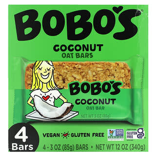 Bobo's Oat Bars, Barrette di avena e cocco, 4 barrette, 85 g ciascuna