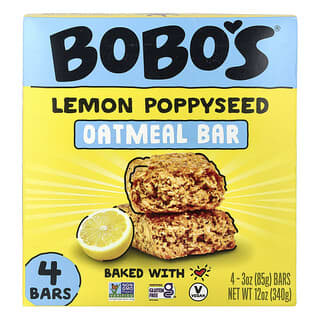 Bobo's Oat Bars, Oatmeal Bar, Lemon Poppyseed, 4 Bars, 3 oz (85 g) Each