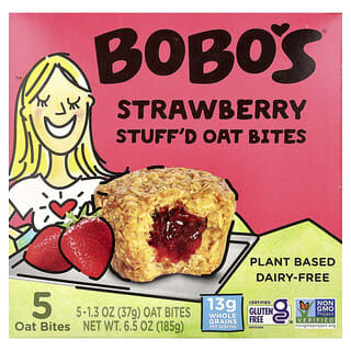 Bobo's Oat Bars, Stuff'd Oat Bites，草莓味，5 袋，每袋 1.3 盎司（37 克）