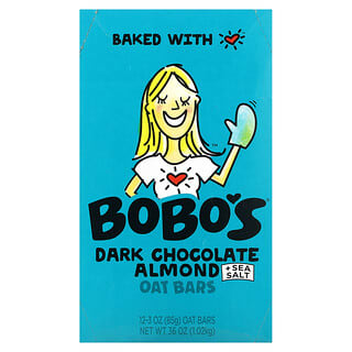 Bobo's Oat Bars, 다크 초콜릿 아몬드 + 바다 소금 귀리 바, 12개입, 각 85g(3oz)