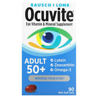 Ocuvite, Adultes de plus de 50 ans, Complément à base de minéraux et de vitamines pour les yeux, 90 capsules à enveloppe molle