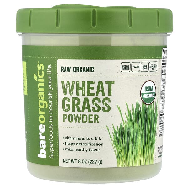 BareOrganics, Raw Organic Wheatgrass Powder, 8 oz (227 g) — product photo 1