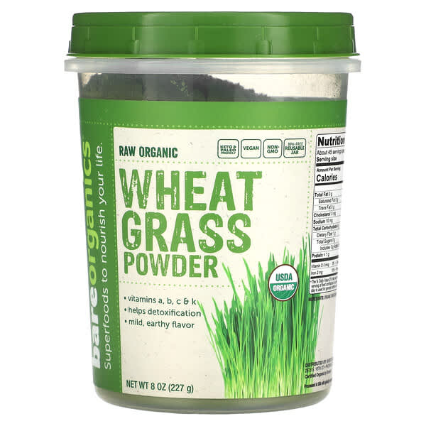 BareOrganics, Raw Organic Wheatgrass Powder, 8 oz (227 g)