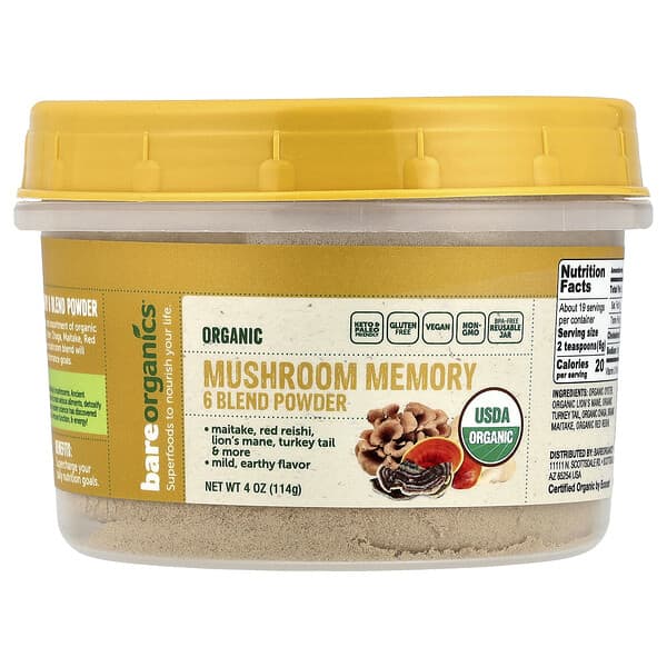 Organic Mushroom Memory 6 Blend Powder, 4 oz (114 g)