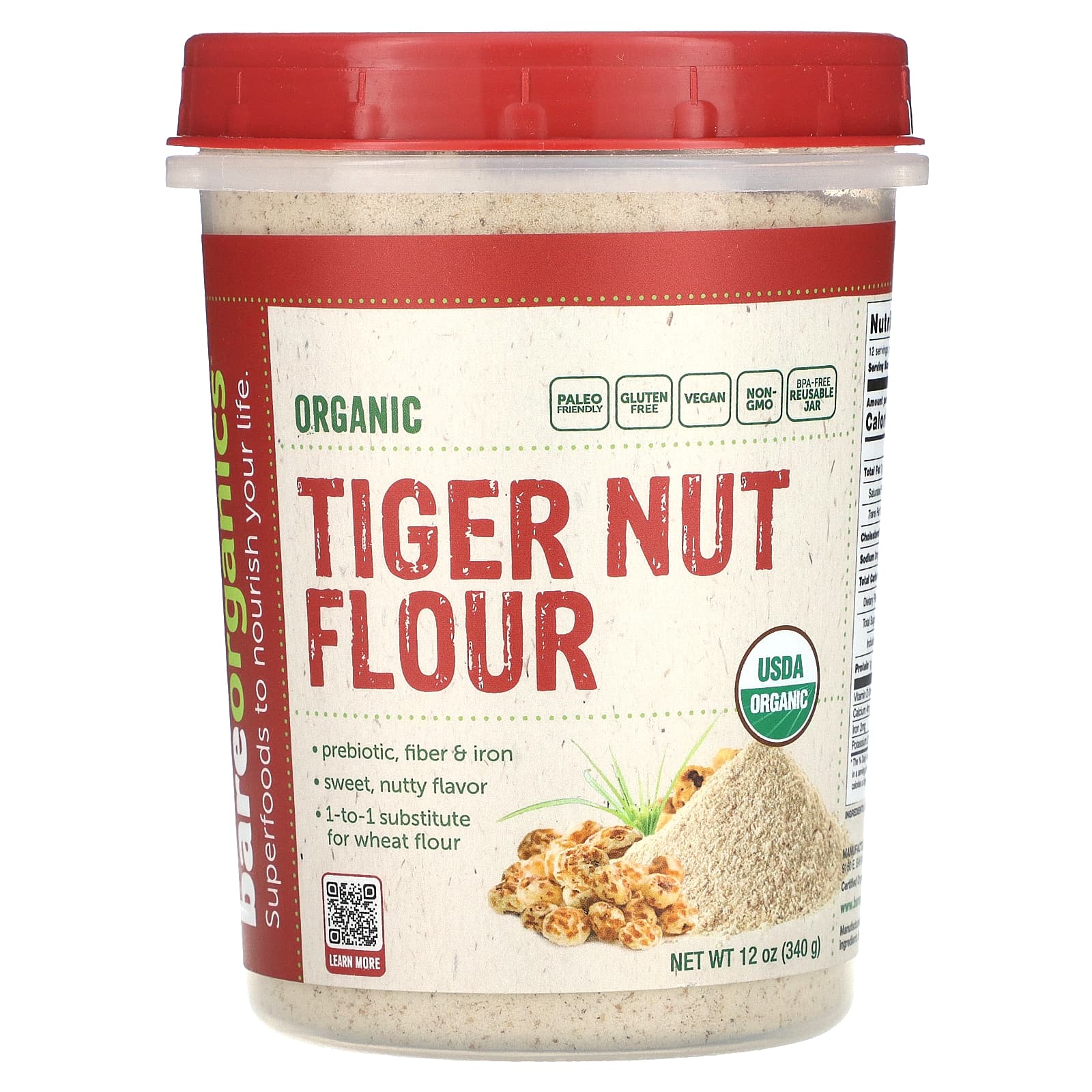 タイガーナッツ　Tigernuts　340g　オーガニック オーガニックタイガーナッツ粉、340g（12オンス）