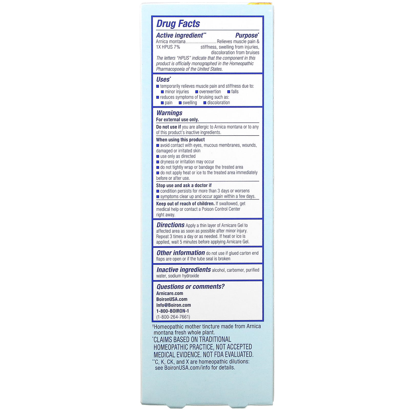 Boiron Arnicare Gel Pain Relief 無香料 4 1オンス 1 G