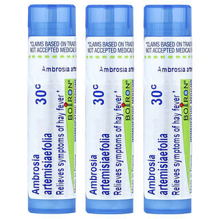 Boiron, Ambrosia, Ragweed Allergy Relief, Meltaway Pellets, 3 Tubes, 80 Pellets Each