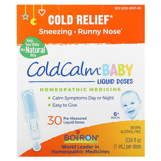 Boiron, ColdCalm, Soulagement du rhume, 6 mois et plus, 30 unidoses de liquide pour voie orale, 1 ml chacune