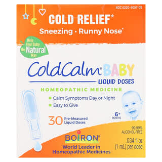 Boiron, Cold Calm Baby, жидкая добавка, для облегчения симптомов простуды, для детей от 6 месяцев, 30 отмеренных жидких доз по 1 мл (0,034 жидк. унции)