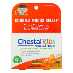 Boiron, Kids, Chestal Meltaway Pellets, Cough & Mucus Relief, 2+ Years, 2 Tubes, Approx. 80 Pellets Each
