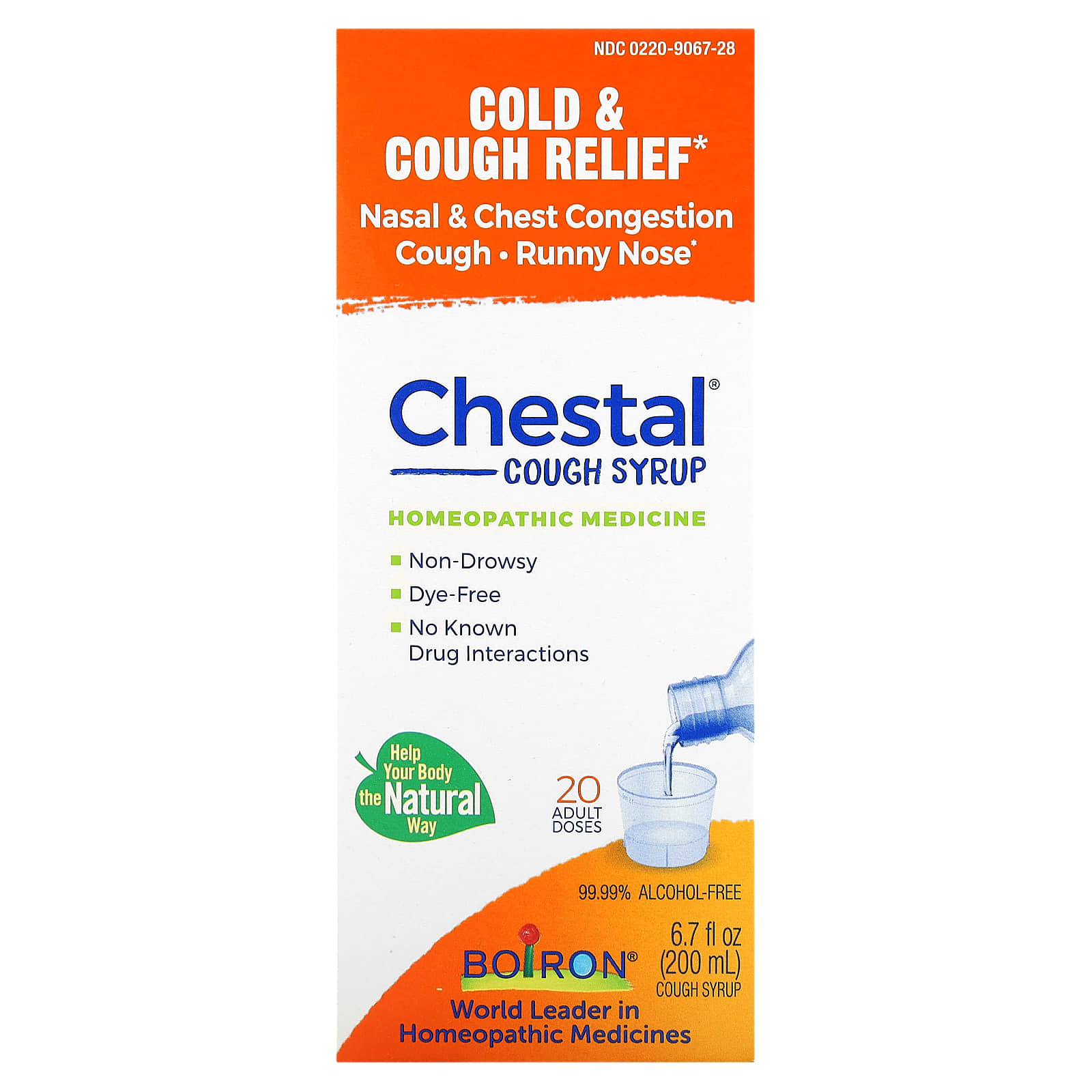 Boiron Chestal - Jarabe para el resfriado y la tos para adultos para  congestión nasal y de pecho, secreción nasal y alivio del dolor de  garganta, 6.7