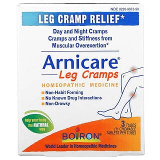 Boiron, Arnicare Leg Cramps, облегчение судороги ног, 3 тюбика, 11 жевательных таблеток в тюбике