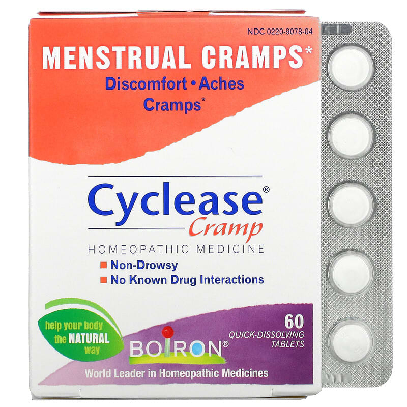 Boiron Homeopathic Medicine Cyclease Cramp Tablets for Menstrual Cramps,  Homeopathic Medicine, 60-Count Box 60 Count (Pack of 1)