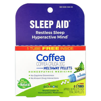 Boiron, Coffee, Sleep Support, Instant Recipe Pills, 3 Tubes, 80 Capsules Each