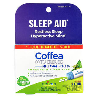 Boiron‏, Coffea, מסייע לשינה, כדוריות Meltaway‏, 30 מעלות צלזיוס, 3 שפופרות, 80 כדוריות ליחידה