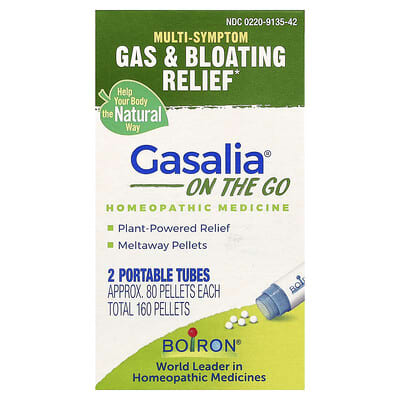 Boiron, Gasalia® On The Go, 2 portable tubes, 80 capsules each