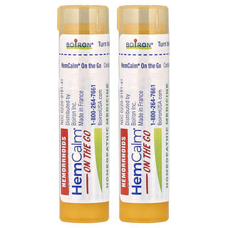 Boiron, HemCalm® On The Go, Hemorrhoid Relief, 2 Portable Tubes, Approx. 80 Pellets Each