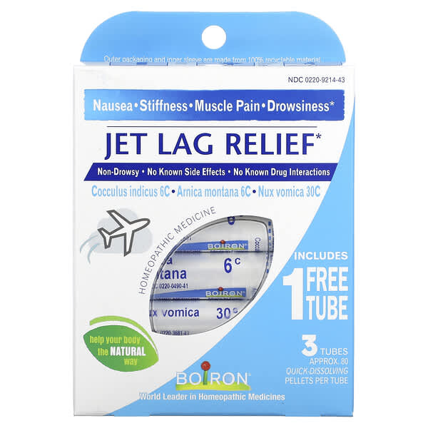Boiron‏, Jet Lag Relief, ‏3 שפופרות, 80 כדוריות מתמוססות במהירות כל אחת