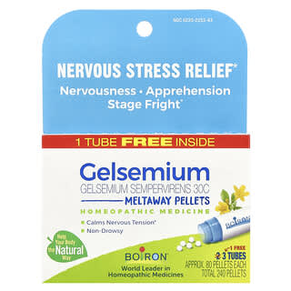 Boiron, Gelsemium, средство для снятия нервного стресса, гранулы Meltaway, 30C, 3 тюбика, прибл. 80 гранул каждая