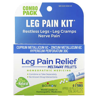 Boiron, Leg Pain Relief,、チューブ3本、1本あたり速溶性ペレット約80粒