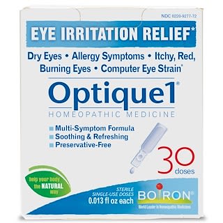 Boiron, Optique 1，眼部刺激緩解，30劑量，0.013盎司每個