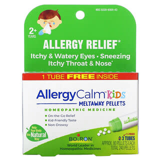 Boiron, AllergyCalm para niños, 2 años en adelante`` 3 tubos, 80 gránulos cada uno
