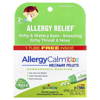 Boiron, AllergyCalm™ para niños, 2 años en adelante, 3 tubos, 80 gránulos cada uno